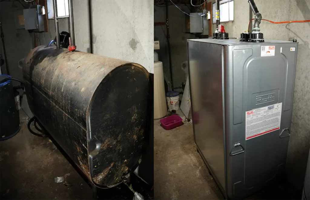 Before and After of an Oil Tank