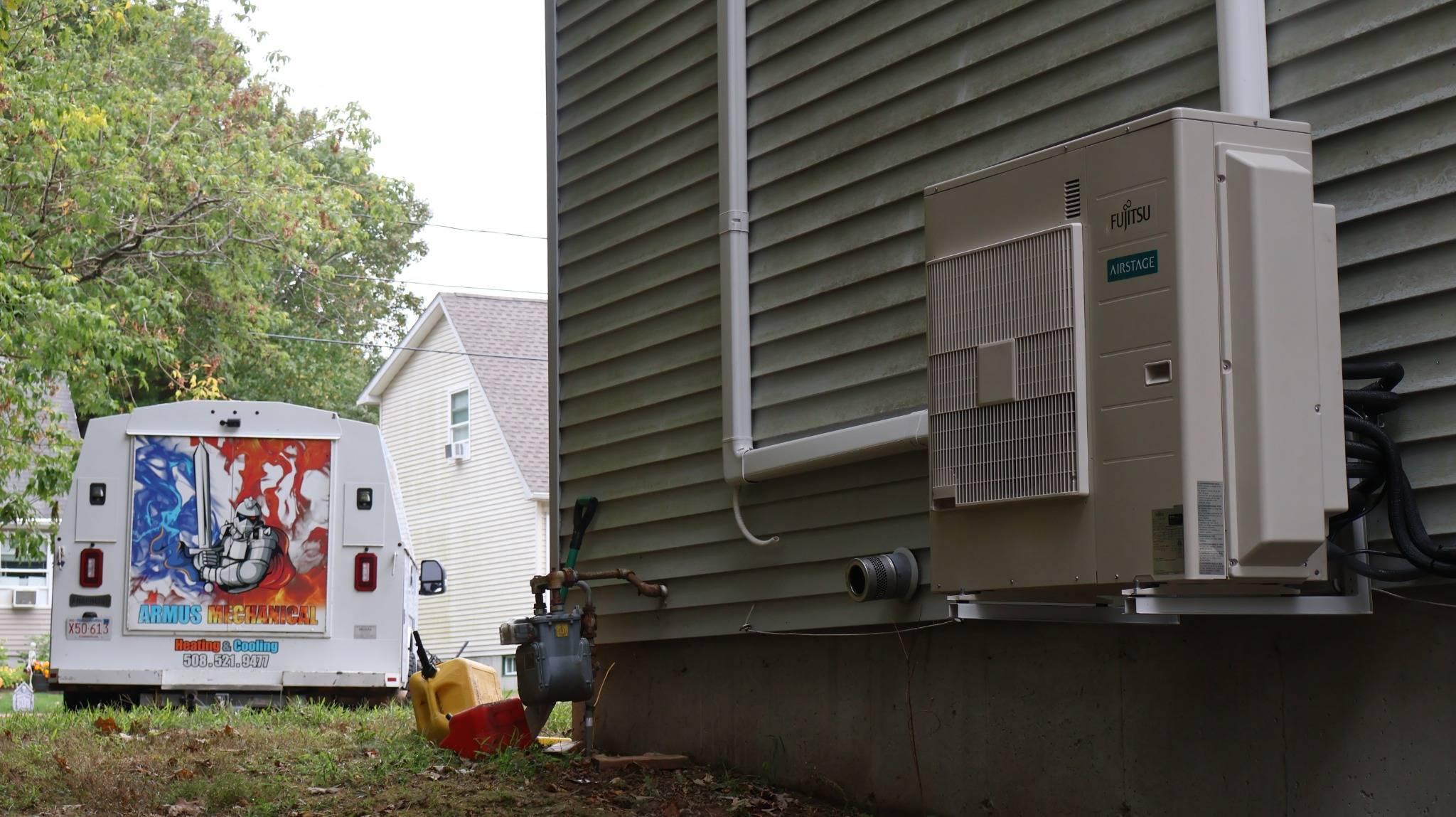 Mini split system installation in Massachusetts home